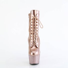 Pleaser BEJEWELED-1020-7 Plateau Ankle Boots Holo Rhinestones Rose Gold