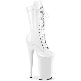 Pleaser BEYOND-1050 Plateau Ankle Boots Patent White