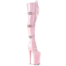 Pleaser BEYOND-3028 Plateau Overknee Boots Patent Light Pink
