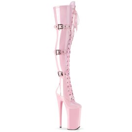 Pleaser BEYOND-3028 Bota Alta Plataforma Charol Rosa Claro