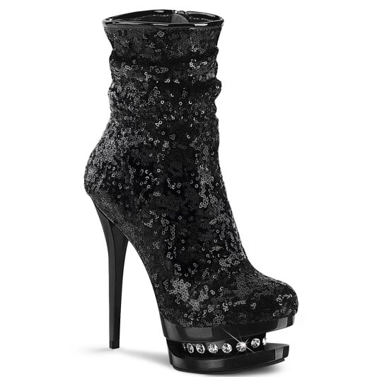 Pleaser BLONDIE-R-1009 Botín Plataforma Metalizado Negro