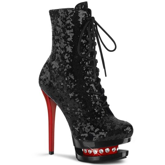 Pleaser BLONDIE-R-1020 Botín Plataforma Metalizado Negro