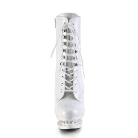 Pleaser BLONDIE-R-1020 Plateau Ankle Boots Patent Chrome White