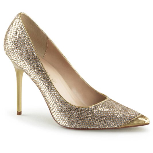 Pleaser CLASSIQUE-20 Tacones Purpurina Dorado