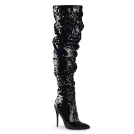 Pleaser COURTLY-3011 Bota Alta Metalizado Negro