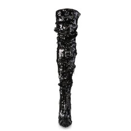 Pleaser COURTLY-3011 Bota Alta Metalizado Negro