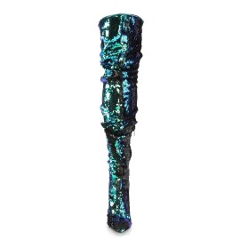 Pleaser COURTLY-3011 Bota Alta Metalizado Verde Azul