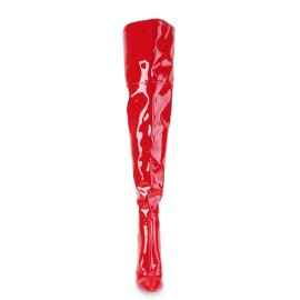 Pleaser COURTLY-3012 Bota Alta Charol Rojo