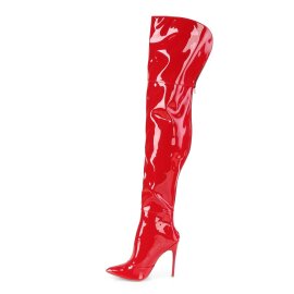 Pleaser COURTLY-3012 Bota Alta Charol Rojo