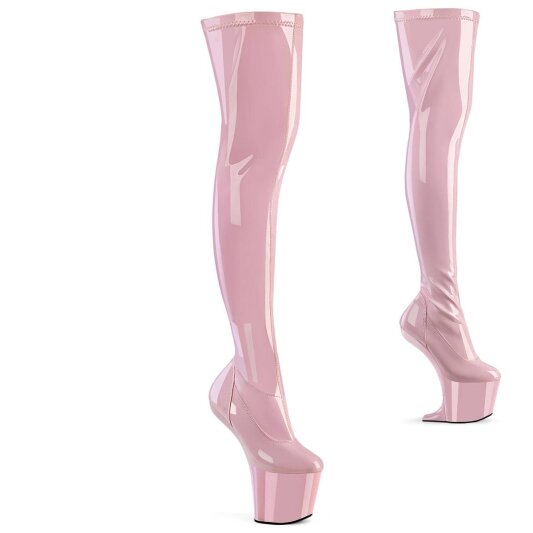 Pleaser CRAZE-3000 Bota Alta Plataforma Charol Rosa Claro