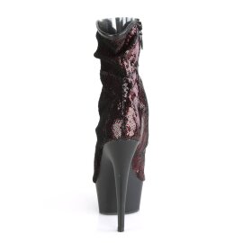 Pleaser DELIGHT-1008SQ Botín Plataforma Metalizado Rojo