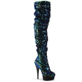 Pleaser DELIGHT-3004 Bota Alta Plataforma Metalizado Verde
