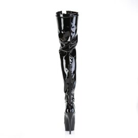 Pleaser DELIGHT-3027 Bota Alta Plataforma Charol Negro