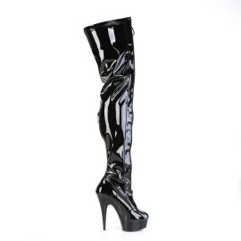 Pleaser DELIGHT-3027 Bota Alta Plataforma Charol Negro