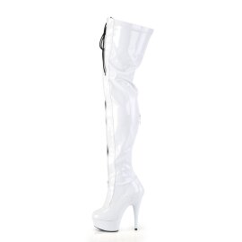 Pleaser DELIGHT-3027 Bota Alta Plataforma Charol Blanco