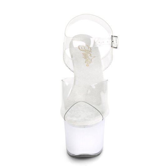 Pleaser DISCOLITE-708 Sandalia de Tacón Plataform Transparente Multicolor