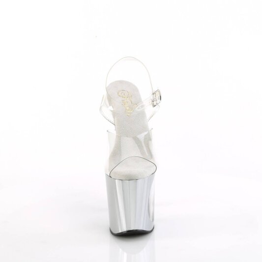 Pleaser ENCHANT-708LT-CIRCLE Sandalia de Tacón Plataforma Plata Transparente
