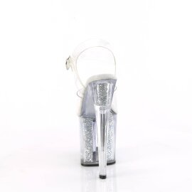 Pleaser ENCHANT-708RSI Sandalia de Tacón Plataforma Purpurina Plata Transparente