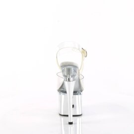 Pleaser ESTEEM-708 Sandalia de Tacón Plataforma Metalizado Plata