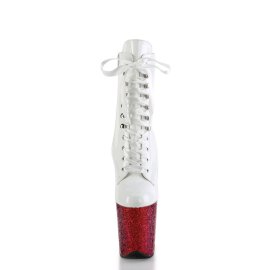 Pleaser FLAMINGO-1020HG Plateau Ankle Boots Patent Glitter White Colorful