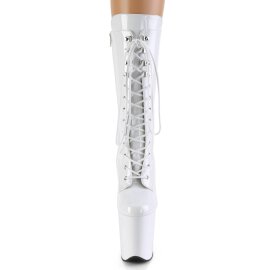 Pleaser FLAMINGO-1050 Plateau Ankle Boots Patent White