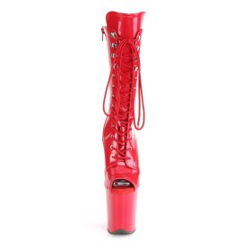 Pleaser FLAMINGO-1051 Plateau Ankle Boots Patent Red
