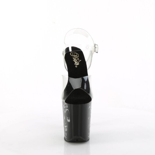 Pleaser FLAMINGO-808NLSK Sandalia de Tacón Plataforma Negro Transparente