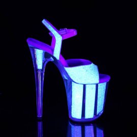 Pleaser FLAMINGO-810UVG Sandalia de Tacón Plataforma Purpurina Neón Rosa Claro