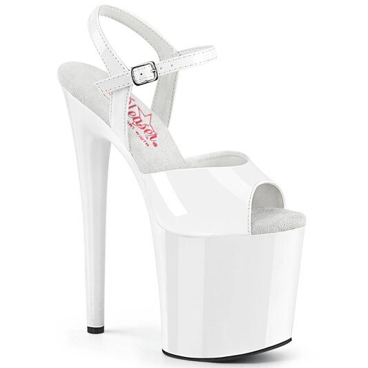 Pleaser NAUGHTY-809 Sandalia de Tacón Plataforma Charol Blanco