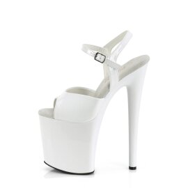 Pleaser NAUGHTY-809 Sandalia de Tacón Plataforma Charol Blanco