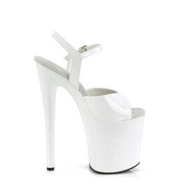 Pleaser NAUGHTY-809 Sandalia de Tacón Plataforma Charol Blanco