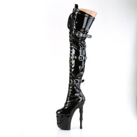Pleaser RAPTURE-3028 Bota Alta Plataforma Charol Negro
