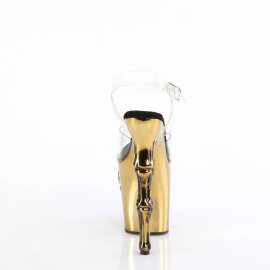 Pleaser RAPTURE-808-LT Sandalia de Tacón Plataforma Transparente Dorado