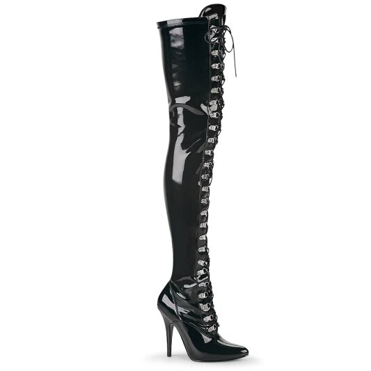 Pleaser SEDUCE-3024 Bota Alta Charol Negro