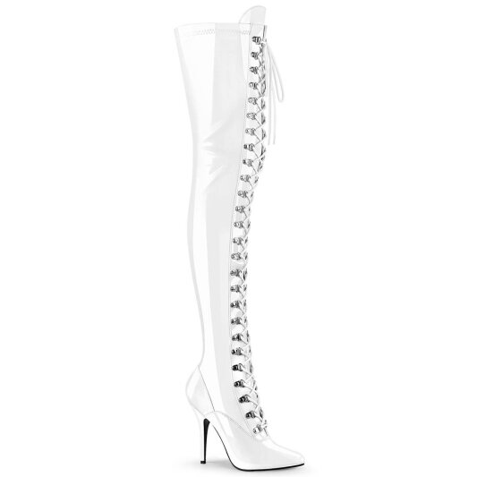 Pleaser SEDUCE-3024 Bota Alta Charol Blanco