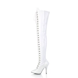 Pleaser SEDUCE-3024 Bota Alta Charol Blanco