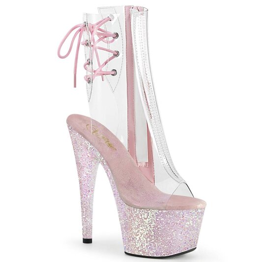 Pleaser ADORE-1018C Botín Plataforma Purpurina Transparente Rosa Claro EU-35 / US-5