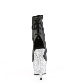 Pleaser ADORE-1018LG Botín Plataforma Cuero Sintético Purpurina Negro Plata EU-42 / US-12