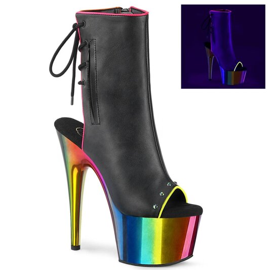 Pleaser ADORE-1018RC-02 Botín Plataforma Cuero Sintético Metalizado Negro Multicolor EU-35 / US-5
