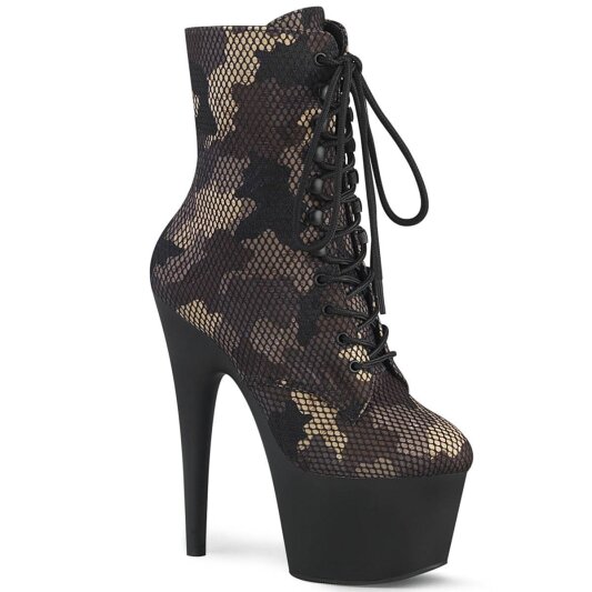 Pleaser ADORE-1020CM Botín Plataforma Malla Camuflaje Negro Marrón EU-37 / US-7