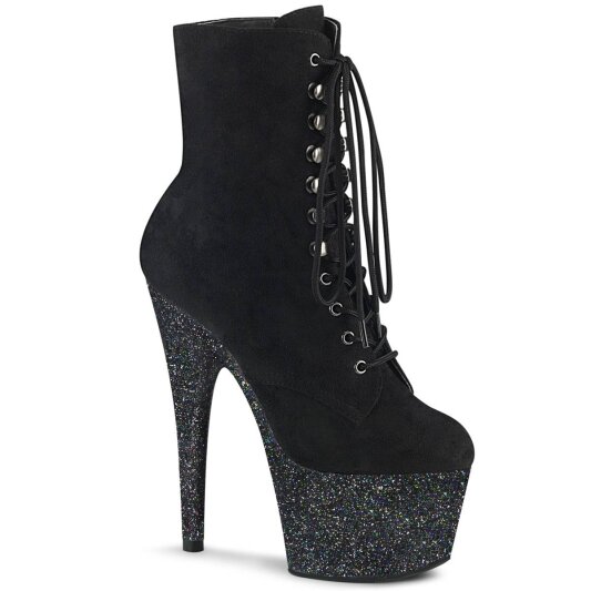 Pleaser ADORE-1020FSMG Botín Plataforma Ante Sintético Purpurina Negro EU-37 / US-7