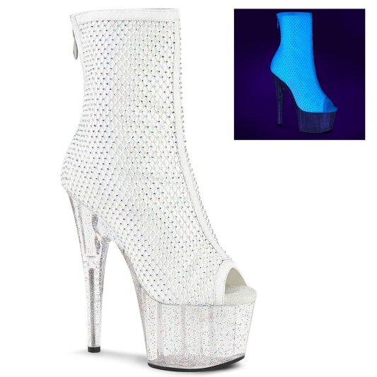Pleaser ADORE-1031GM Botín Plataforma Malla Metalizado Blanco EU-41 / US-11