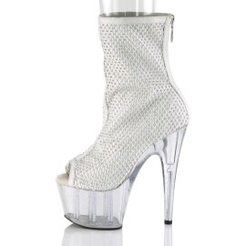 Pleaser ADORE-1031GM Botín Plataforma Malla Metalizado Blanco EU-41 / US-11