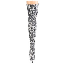 Pleaser ADORE-3000DP Bota Alta Plataforma Negro Blanco EU-40 / US-10