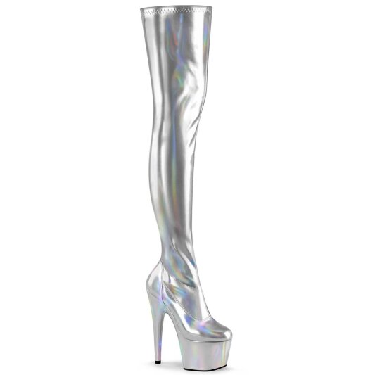 Pleaser ADORE-3000HWR Bota Alta Plataforma Holo Plata EU-36 / US-6