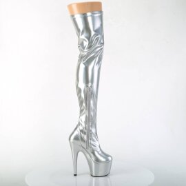 Pleaser ADORE-3000HWR Bota Alta Plataforma Holo Plata EU-36 / US-6