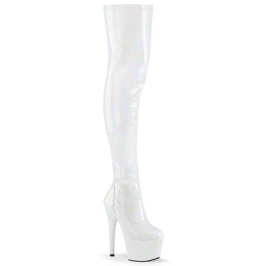 Pleaser ADORE-3000HWR Bota Alta Plataforma Holo Blanco EU-42 / US-12