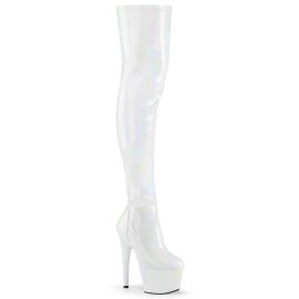 Pleaser ADORE-3000HWR Bota Alta Plataforma Holo Blanco EU-42 / US-12