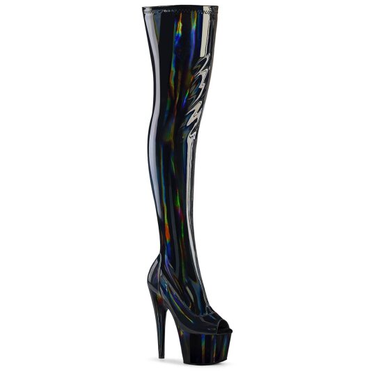 Pleaser ADORE-3011HWR Bota Alta Plataforma Holo Negro EU-36 / US-6