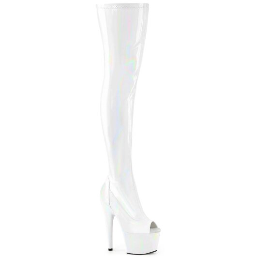 Pleaser ADORE-3011HWR Bota Alta Plataforma Holo Blanco EU-40 / US-10